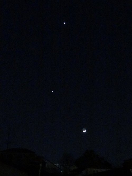 月齢２日の月　木星　金星
