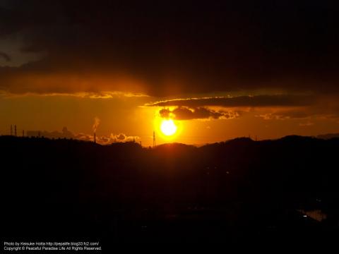野島公園の展望台から見た夕日1